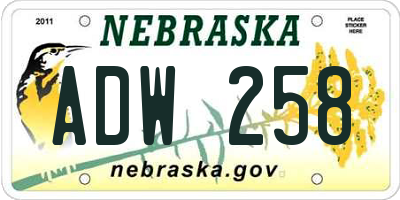 NE license plate ADW258