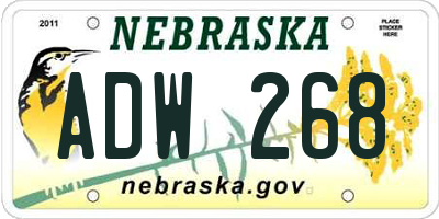 NE license plate ADW268