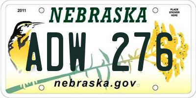 NE license plate ADW276