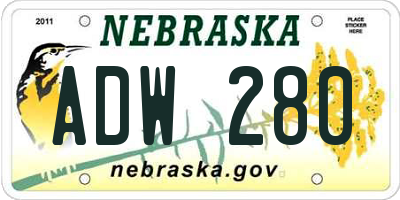 NE license plate ADW280
