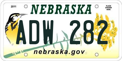 NE license plate ADW282