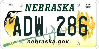 NE license plate ADW286