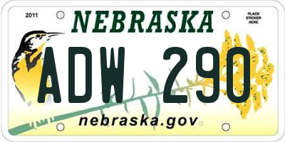 NE license plate ADW290