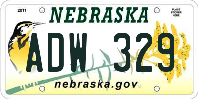 NE license plate ADW329