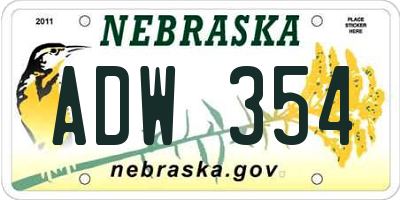 NE license plate ADW354