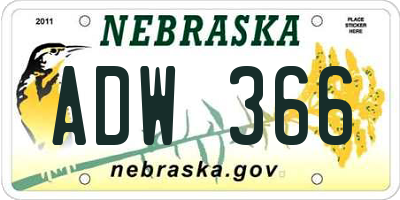 NE license plate ADW366