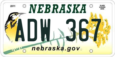 NE license plate ADW367
