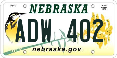 NE license plate ADW402