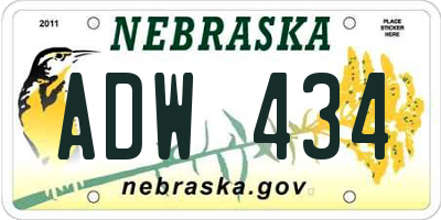 NE license plate ADW434