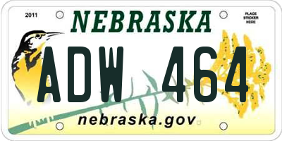 NE license plate ADW464