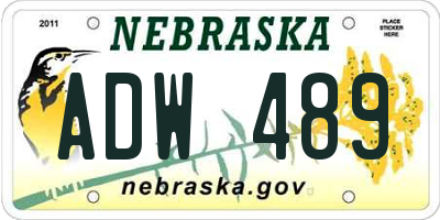 NE license plate ADW489