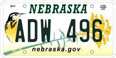 NE license plate ADW496