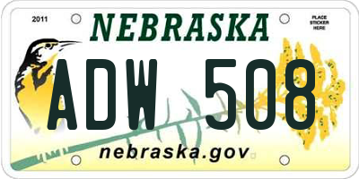 NE license plate ADW508