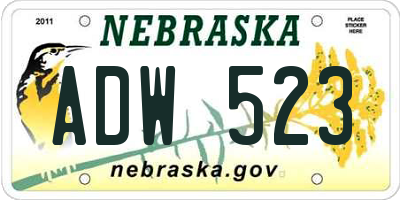NE license plate ADW523