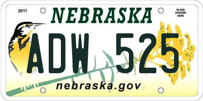 NE license plate ADW525