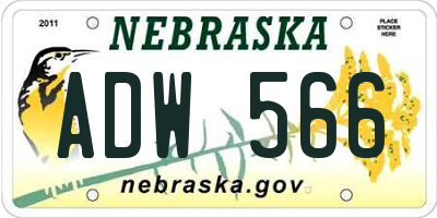 NE license plate ADW566