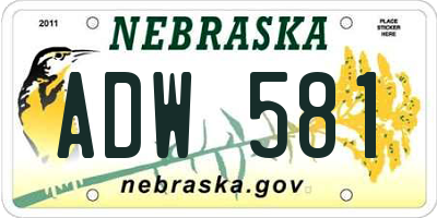 NE license plate ADW581