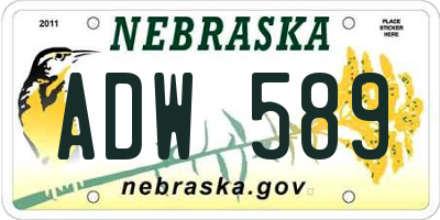 NE license plate ADW589