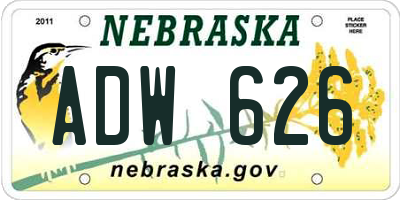 NE license plate ADW626