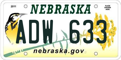 NE license plate ADW633