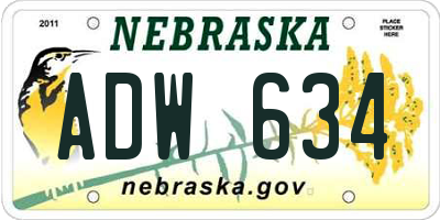 NE license plate ADW634