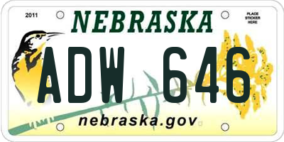 NE license plate ADW646