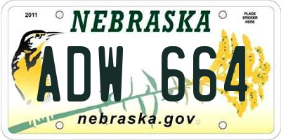 NE license plate ADW664