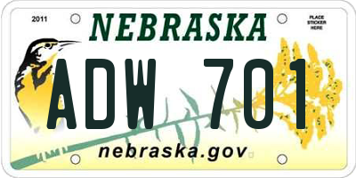 NE license plate ADW701