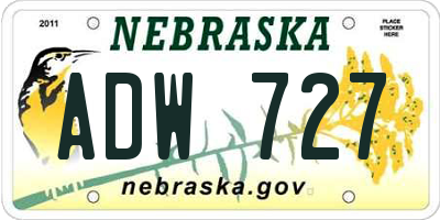 NE license plate ADW727