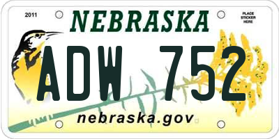 NE license plate ADW752