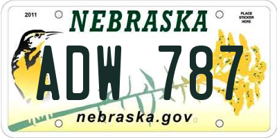 NE license plate ADW787