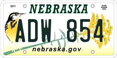 NE license plate ADW854