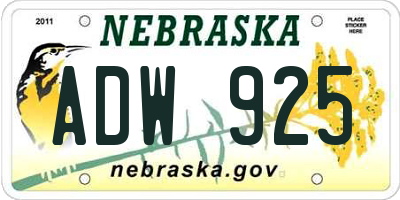 NE license plate ADW925