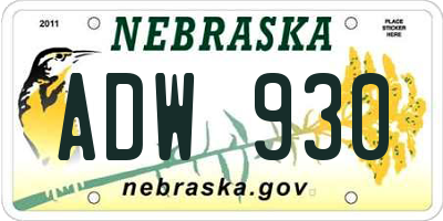 NE license plate ADW930
