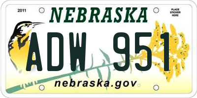NE license plate ADW951