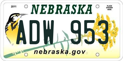 NE license plate ADW953