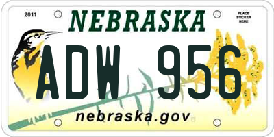 NE license plate ADW956