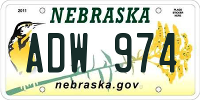NE license plate ADW974