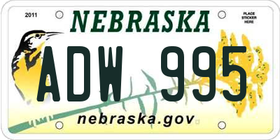 NE license plate ADW995
