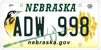 NE license plate ADW998