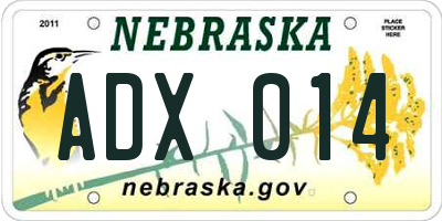 NE license plate ADX014