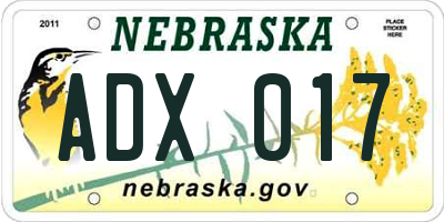 NE license plate ADX017