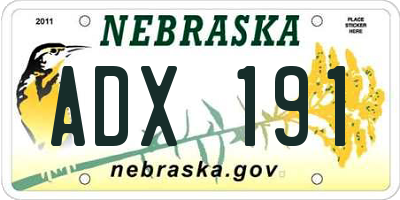 NE license plate ADX191
