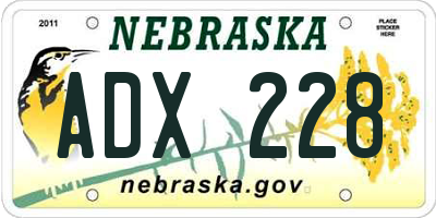 NE license plate ADX228