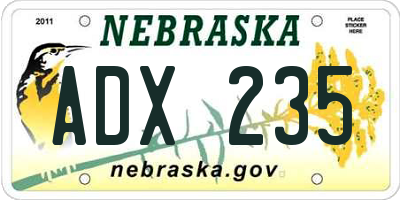 NE license plate ADX235