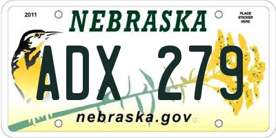 NE license plate ADX279