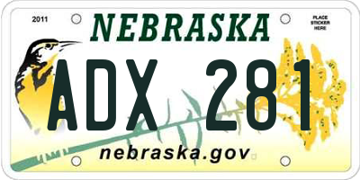 NE license plate ADX281