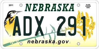 NE license plate ADX291