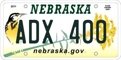 NE license plate ADX400