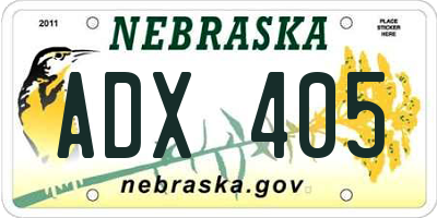 NE license plate ADX405